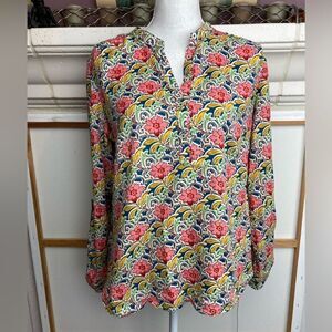 Talbots NWOT English floral cotton tunic w/ convertible sleeves long to elbow